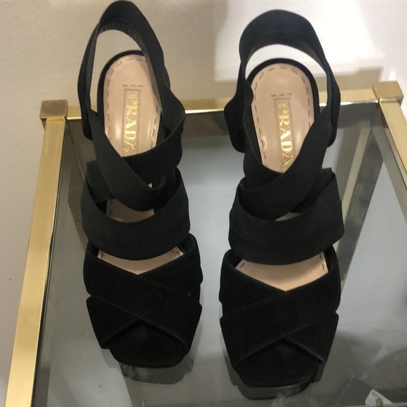 Prada strappy black open toe heeled sandals size 8.5 - Picture 13 of 14